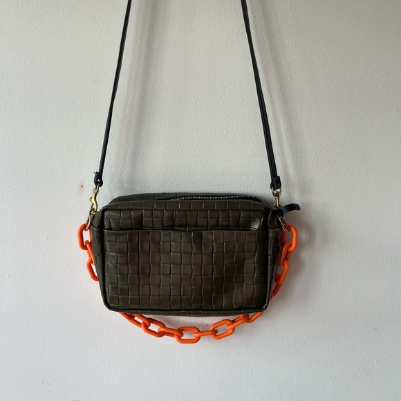 CLARE V Marisol Woven Patent Leather Crossbody Bag - Picture 4 of 9